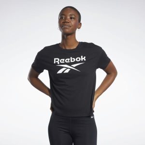 Reebok Workout Ready Supremium Logo T Shirt Damen - Schwarz - DE 013-NEZ